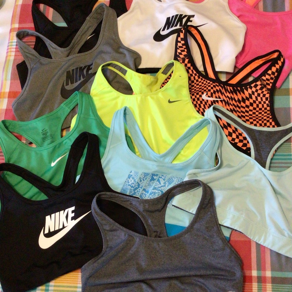 Collection of 11 Sports Bras - 7 Nike, 3 Champion, 1 Reebok